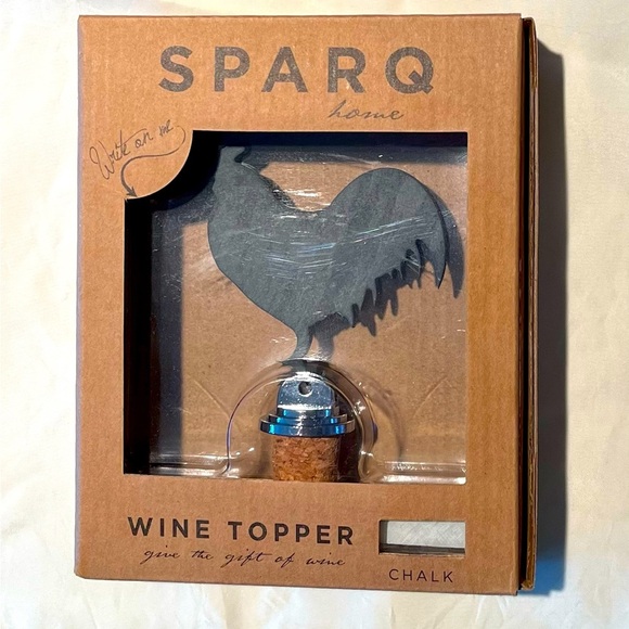 Sparq Home Wine Topper with Rooster, chalk NWOT - Picture 1 of 4